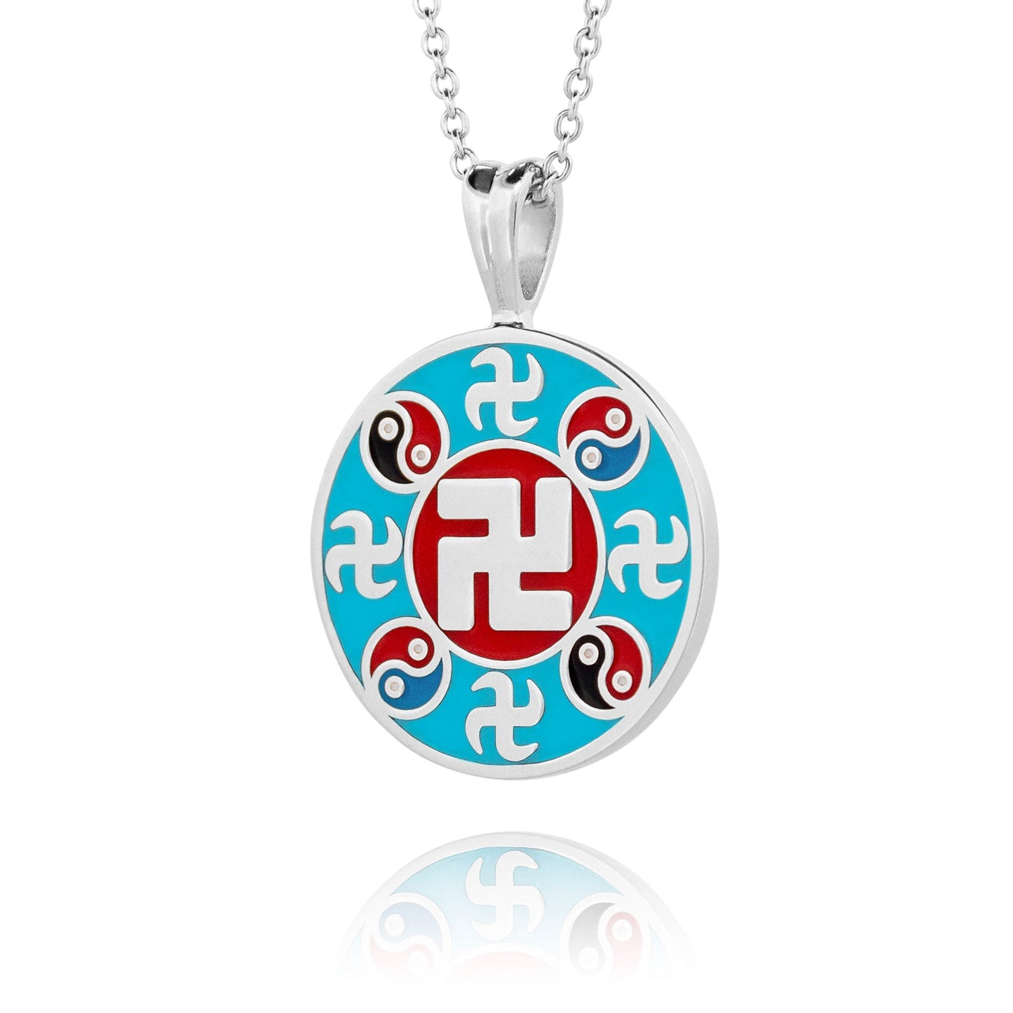 Falun Enamel Silver Pendant 10kt Yellow Gold Side View | Shen Yun Collections