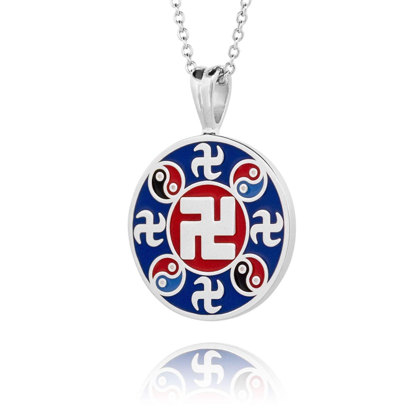Falun Enamel Indigo Blue Pendant Silver 20mm