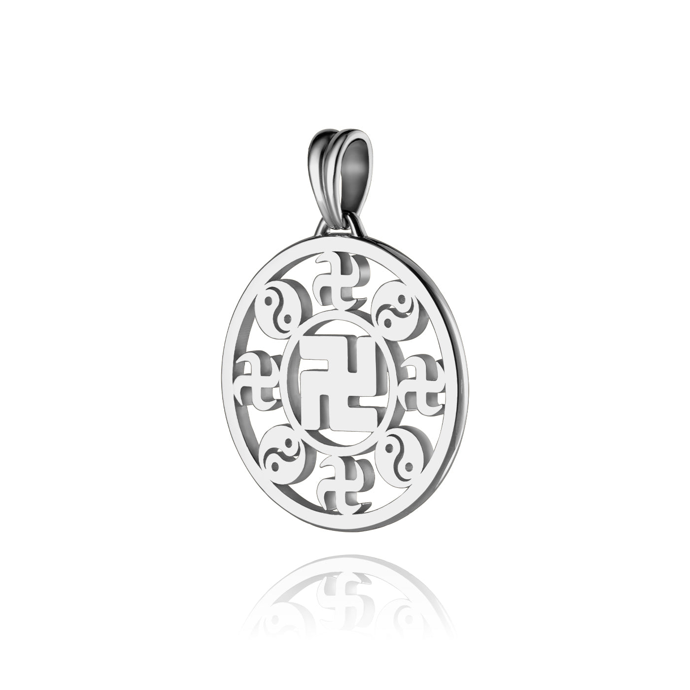 Falun Pendant 18kt White Gold 22mm Side View  | Shen Yun Collections