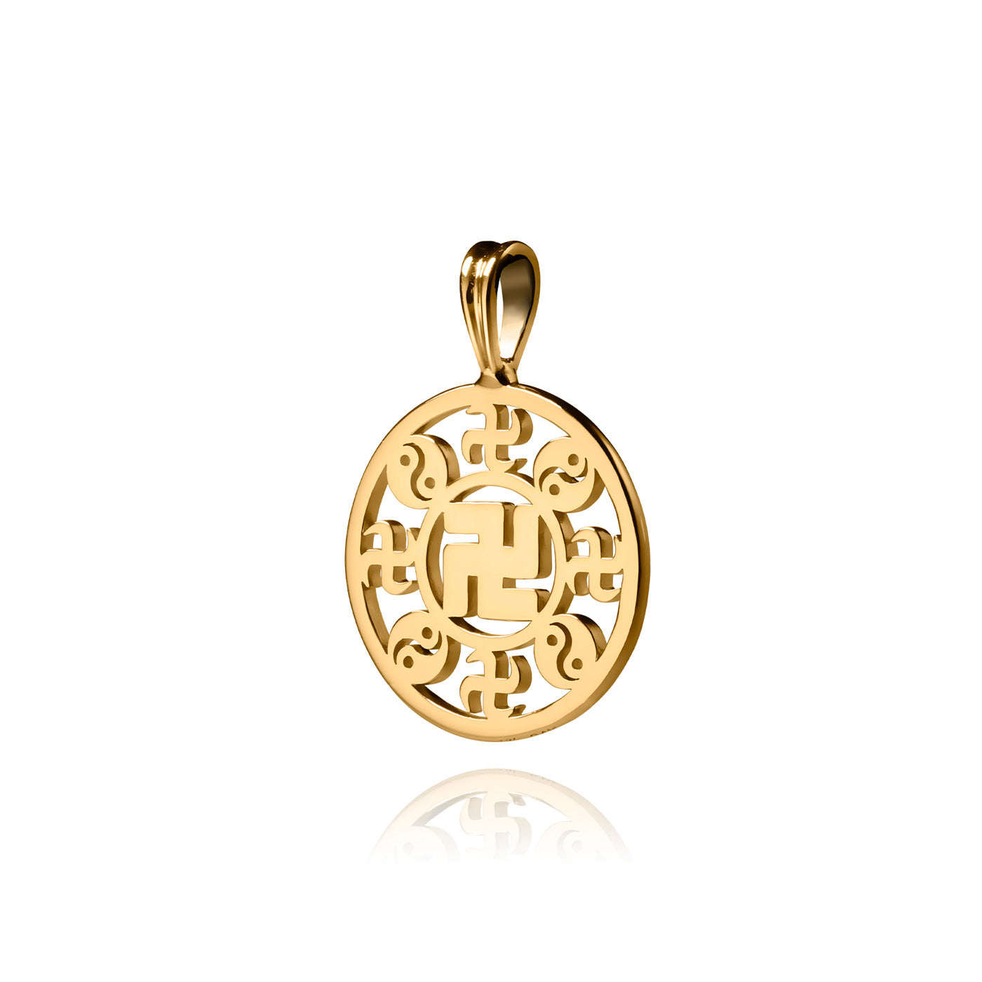 Falun Pendant 24kt Yellow Gold 17mm Front Image | Shen Yun | Shen Yun Collections